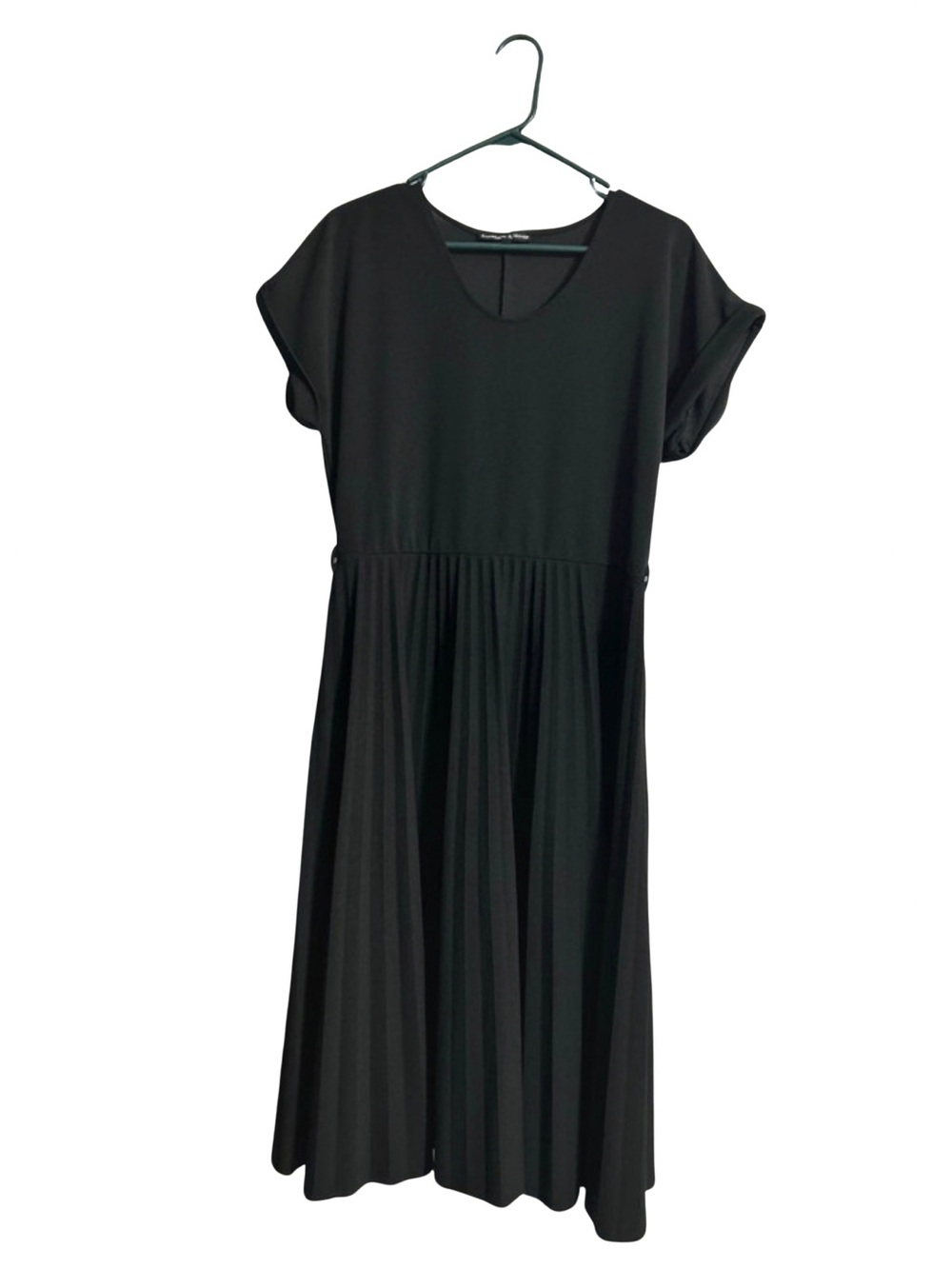 Black Pleated Midi Dress - Classic Women's Dress - Size XL
